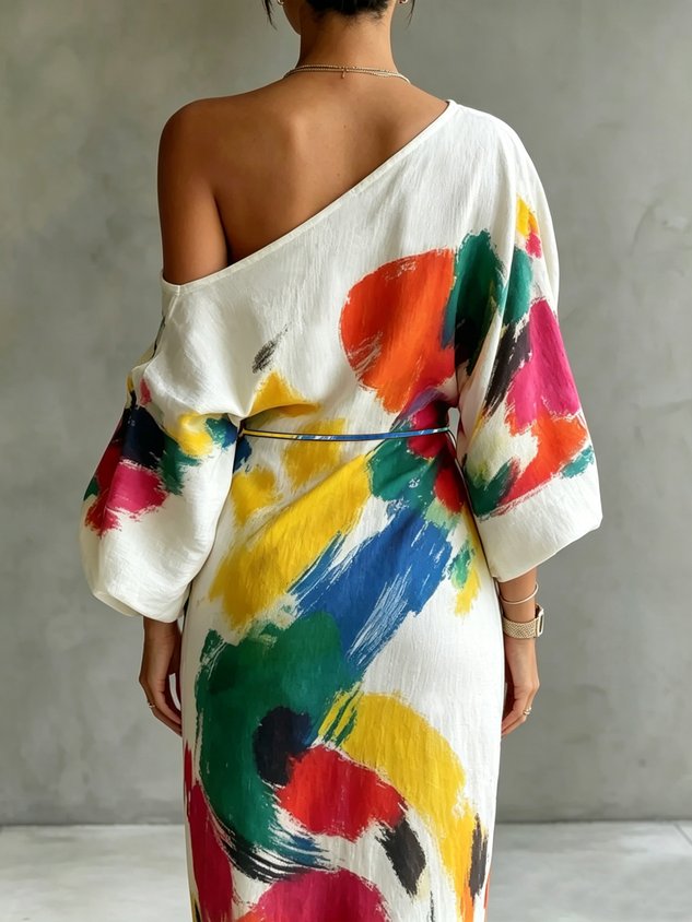Chloé | Robe Maxi Asymétrique à Imprimé Abstrait