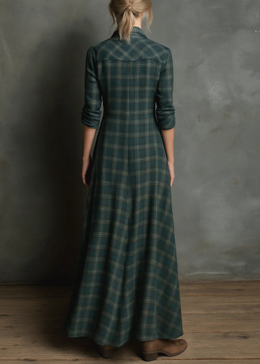 Madeleine | Robe chemise longue à carreaux vichy