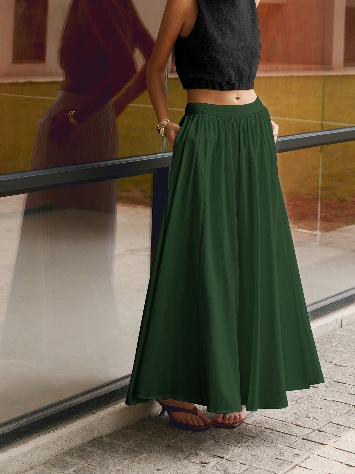 Margot | Jupe longue plissée taille haute