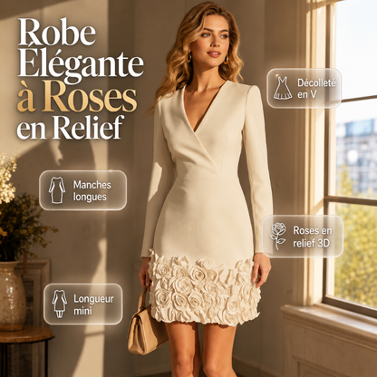 Anaïs | Robe élégante à roses en relief