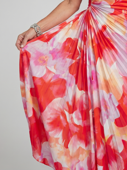 Éclat | Robe midi asymétrique, corsage plissé une épaule