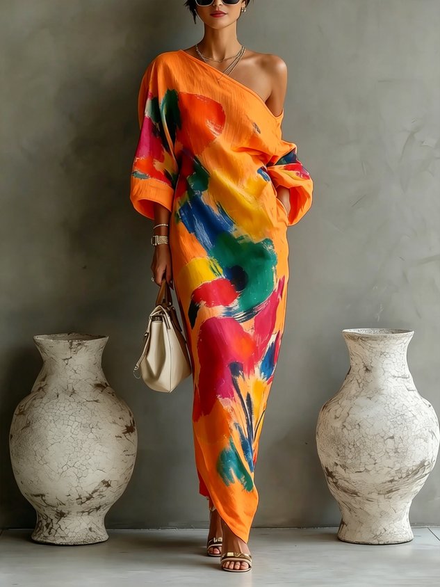 Chloé | Robe Maxi Asymétrique à Imprimé Abstrait