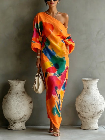 Chloé | Robe Maxi Asymétrique à Imprimé Abstrait