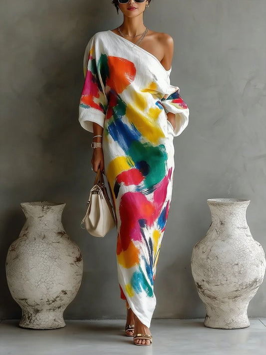 Chloé | Robe Maxi Asymétrique à Imprimé Abstrait