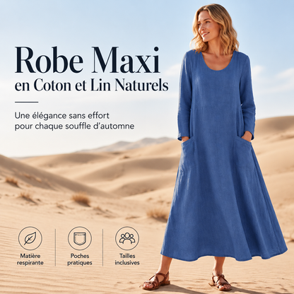 Garance | Robe longue fluide à manches longues