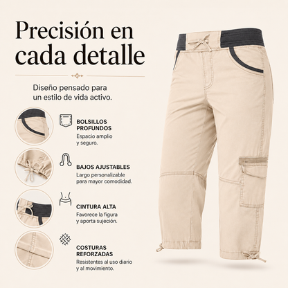 Valeria | Pantalon Capri Cargo taille haute