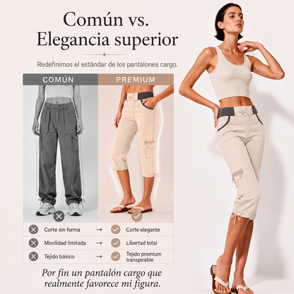 Valeria | Pantalon Capri Cargo taille haute