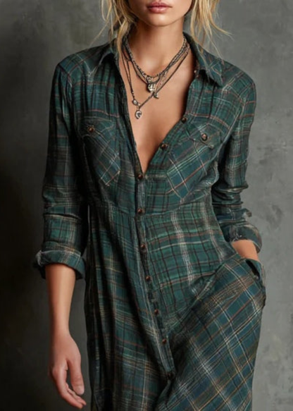 Madeleine | Robe chemise longue à carreaux vichy