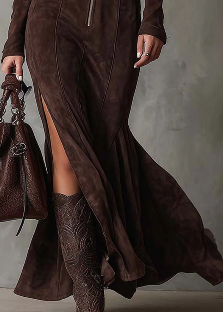 Séverine | Robe longue vintage zippée avec ceinture