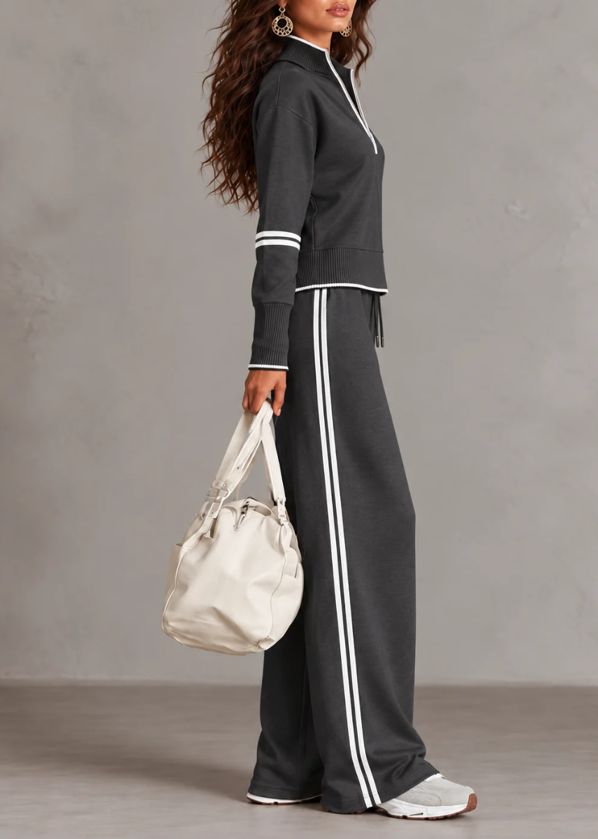 Cléophée | Ensemble confortable à col zippé et pantalon large