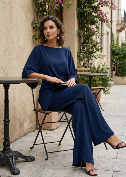 Élodie | Ensemble blouse drapée et pantalon large