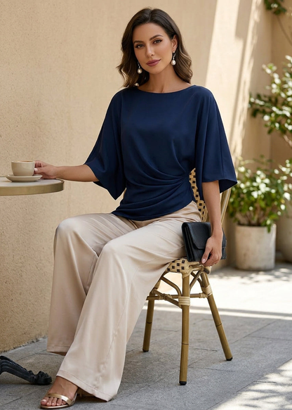 Élodie | Ensemble blouse drapée et pantalon large