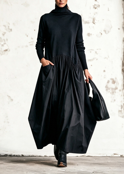Ariane | Robe longue oversize à col montant et poches