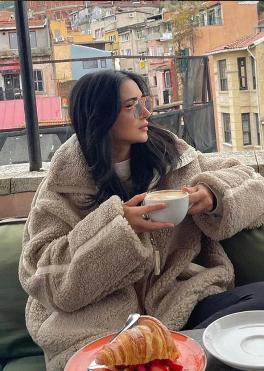 Charlotte | Veste teddy oversize à col montant