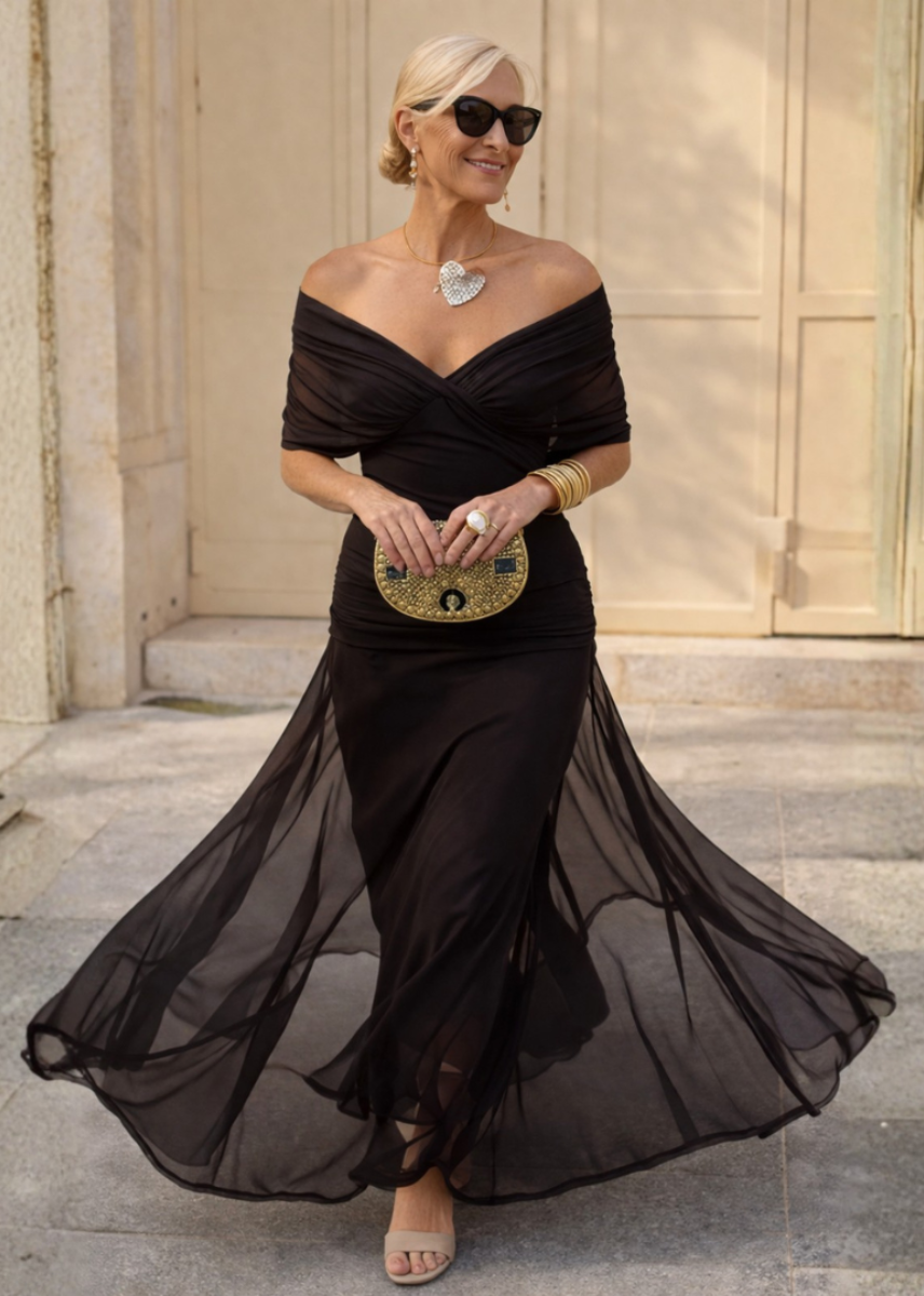 Aurélie | Robe longue à épaules dénudées