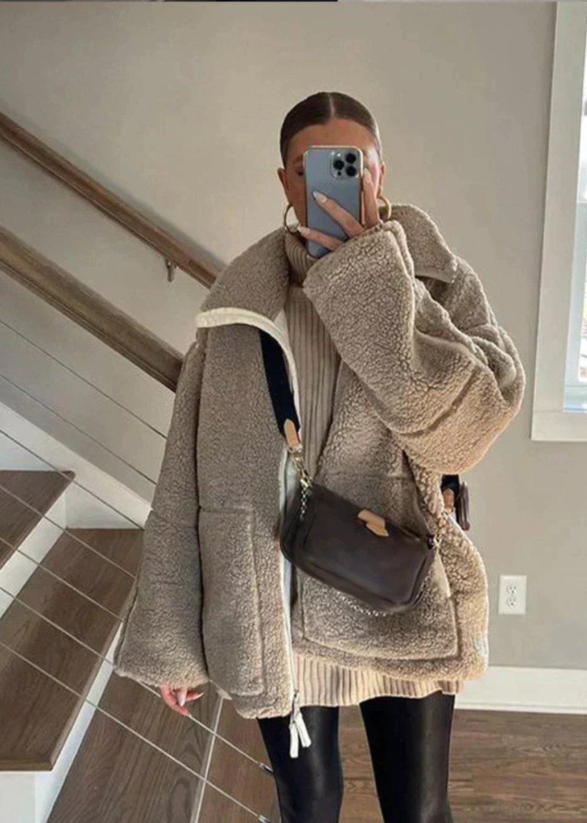 Charlotte | Veste teddy oversize à col montant