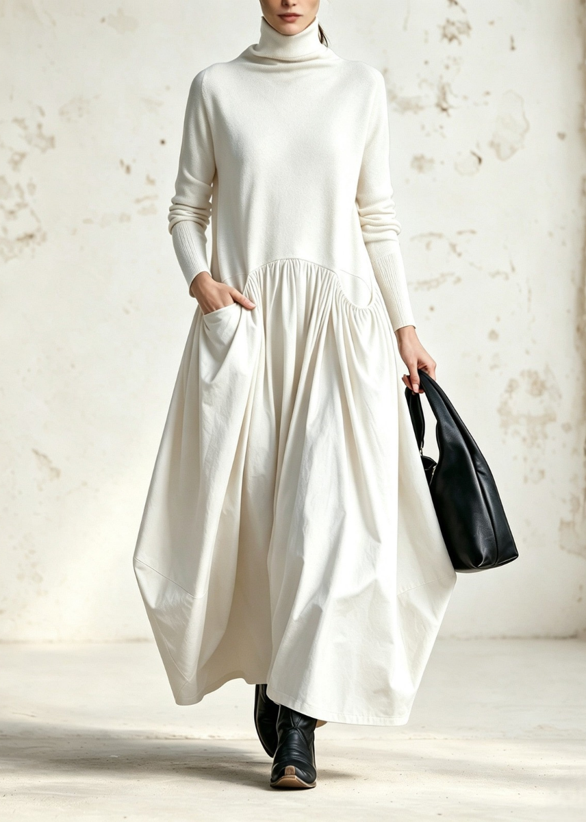 Ariane | Robe longue oversize à col montant et poches