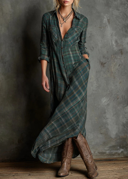 Madeleine | Robe chemise longue à carreaux vichy
