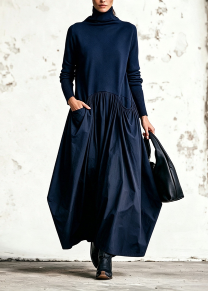 Ariane | Robe longue oversize à col montant et poches