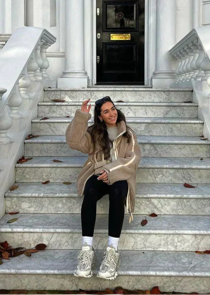 Charlotte | Veste teddy oversize à col montant