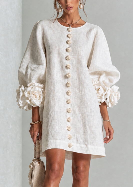 Perle | Mini robe noire imprimé marbre doré et dentelle crochet