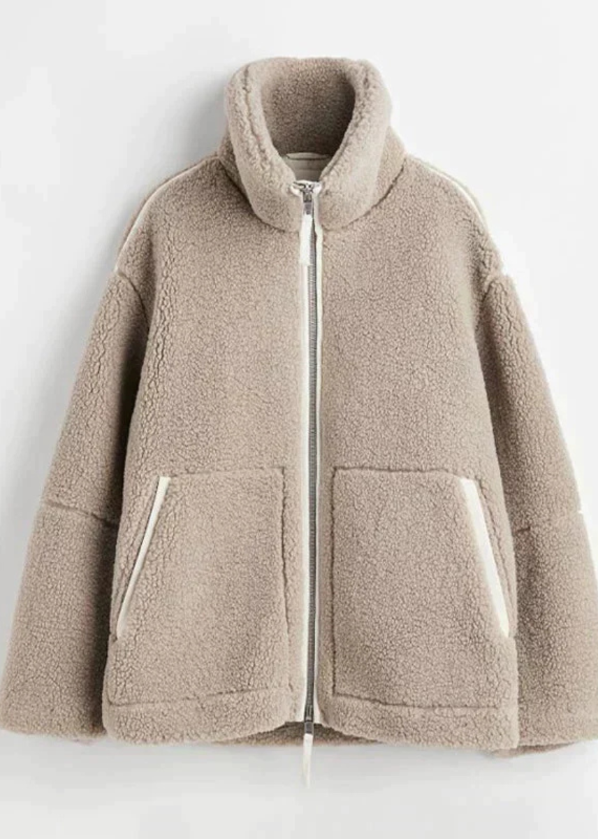 Charlotte | Veste teddy oversize à col montant