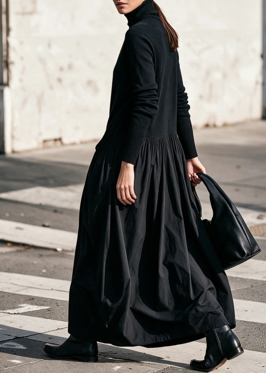 Ariane | Robe longue oversize à col montant et poches