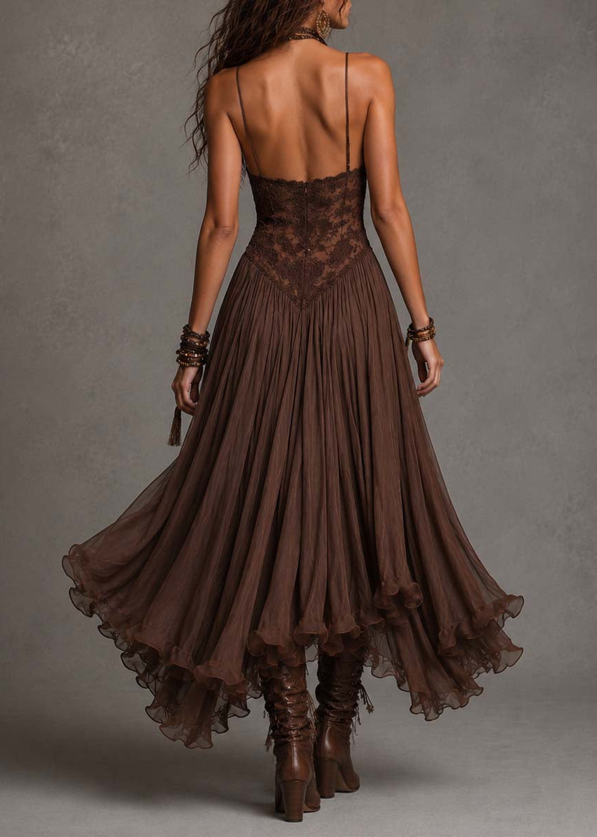 Éléonore | Robe longue en mousseline et dentelle