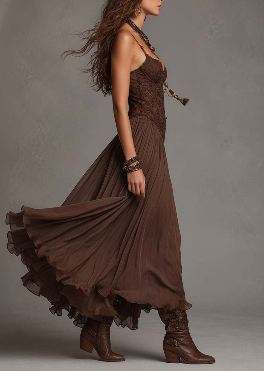 Éléonore | Robe longue en mousseline et dentelle