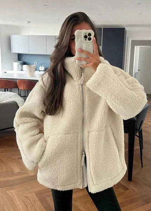 Charlotte | Veste teddy oversize à col montant