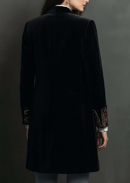 Blazer noir slim à revers et imprimé baroque