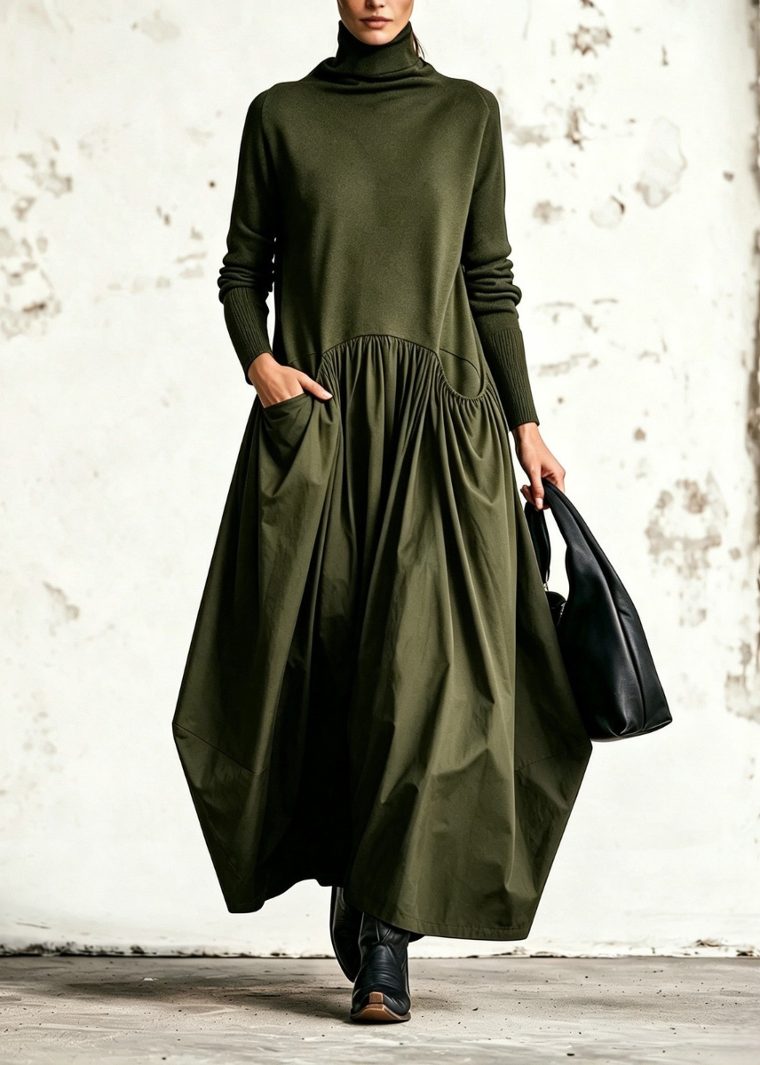 Ariane | Robe longue oversize à col montant et poches