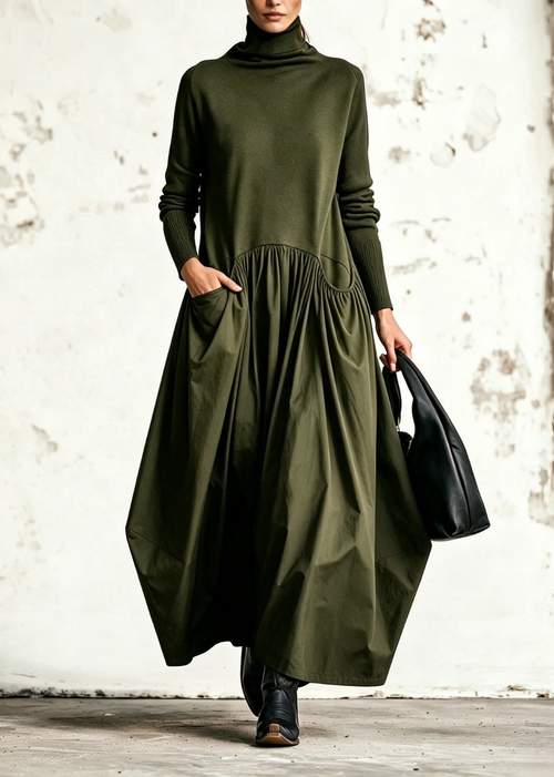 Ariane | Robe longue oversize à col montant et poches