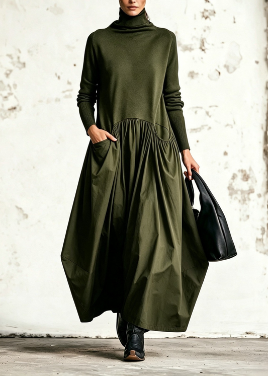 Ariane | Robe longue oversize à col montant et poches