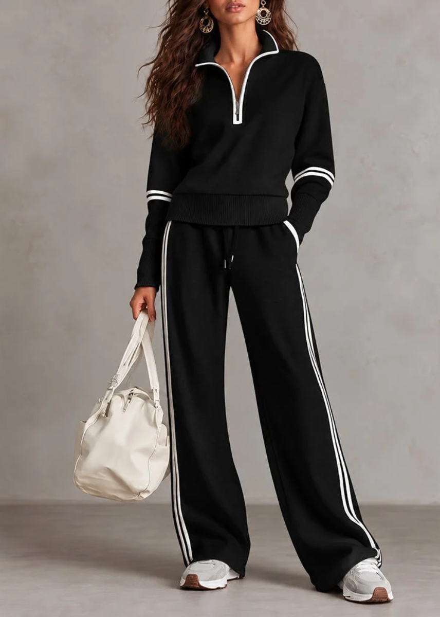 Cléophée | Ensemble confortable à col zippé et pantalon large