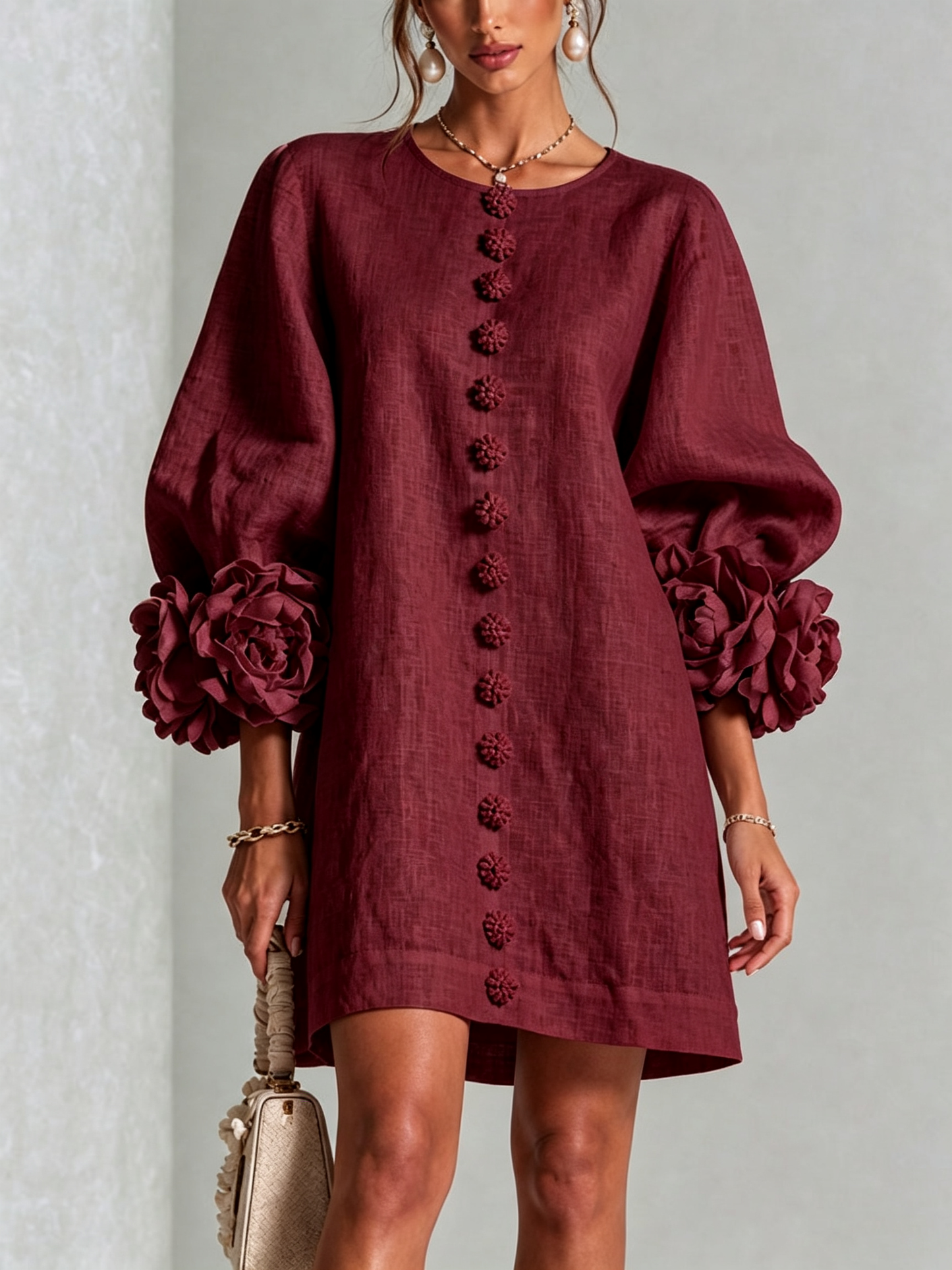 Perle | Mini robe noire imprimé marbre doré et dentelle crochet