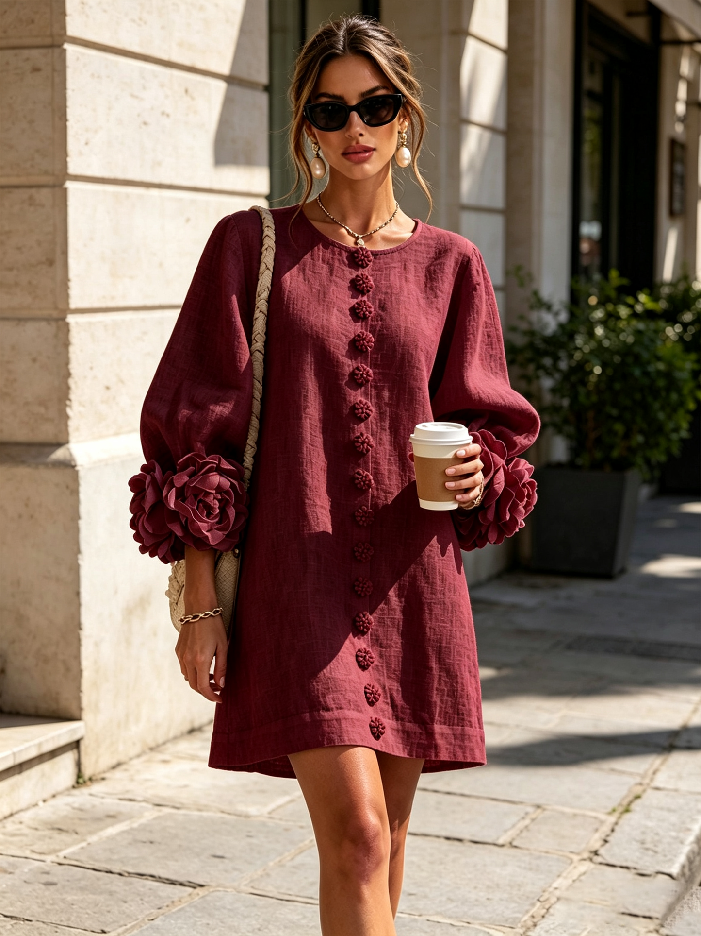 Perle | Mini robe noire imprimé marbre doré et dentelle crochet