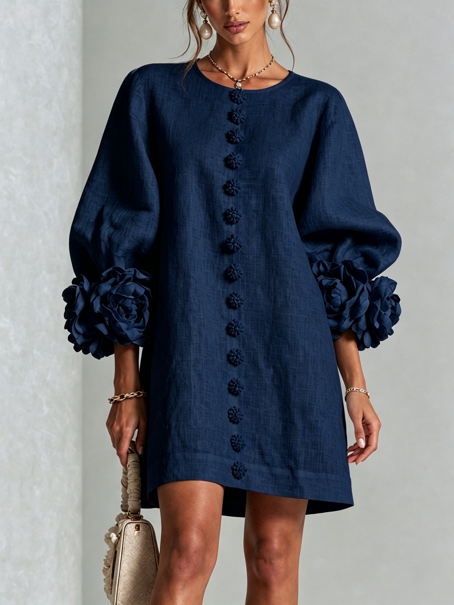 Perle | Mini robe noire imprimé marbre doré et dentelle crochet