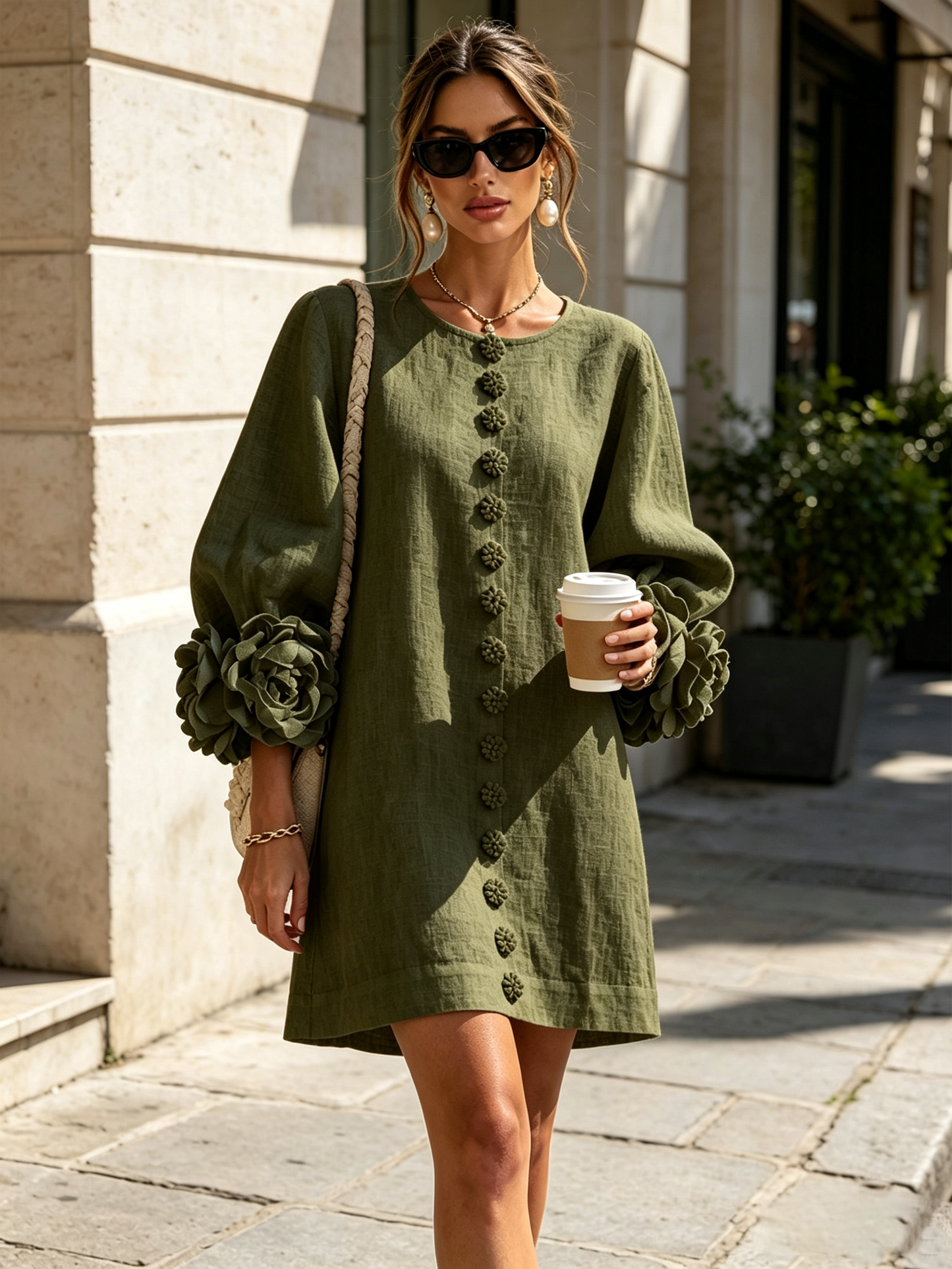 Perle | Mini robe noire imprimé marbre doré et dentelle crochet