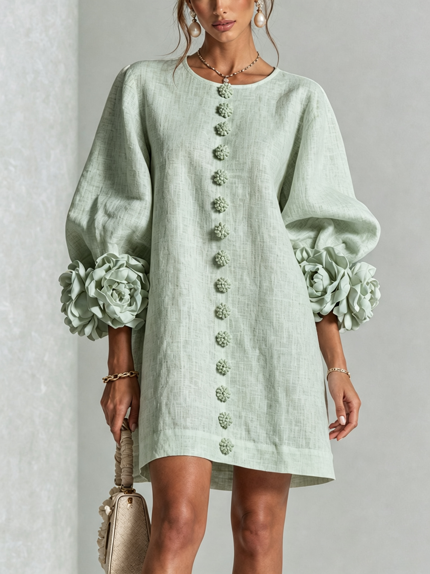 Perle | Mini robe noire imprimé marbre doré et dentelle crochet