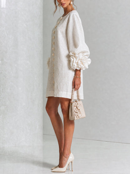 Perle | Mini robe noire imprimé marbre doré et dentelle crochet