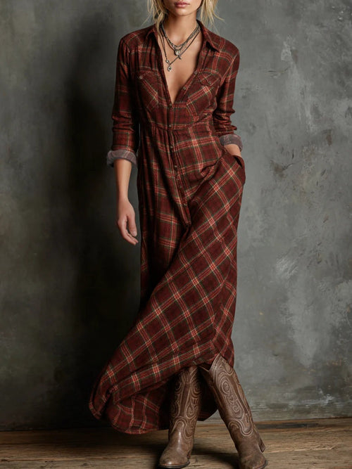 Madeleine | Robe chemise longue à carreaux vichy