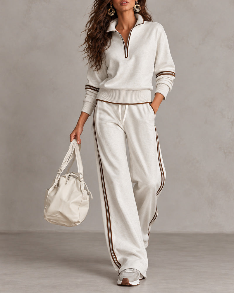 Cléophée | Ensemble confortable à col zippé et pantalon large
