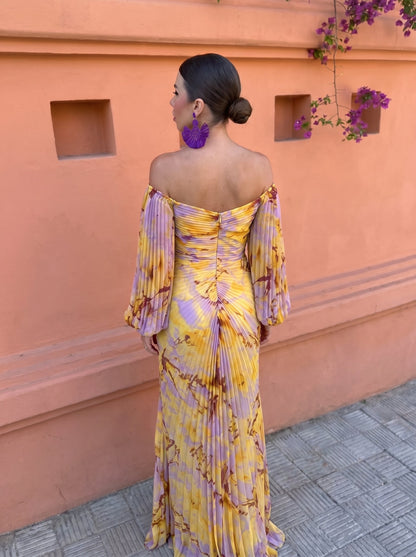 Geneviève | Robe Longue Fleurie à Décolleté Plongeant