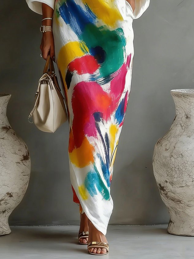 Chloé | Robe Maxi Asymétrique à Imprimé Abstrait
