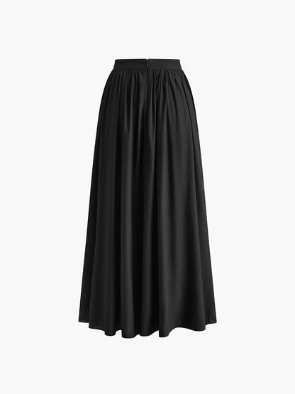 Margot | Jupe longue plissée taille haute