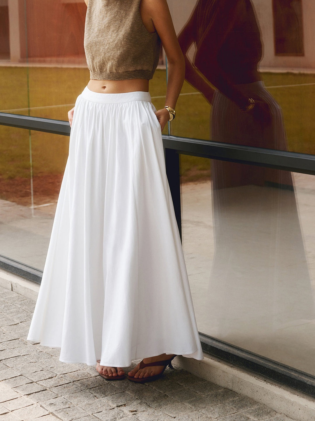 Margot | Jupe longue plissée taille haute