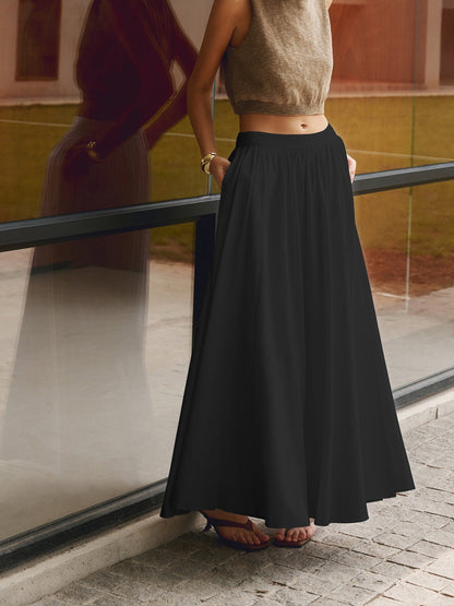 Margot | Jupe longue plissée taille haute