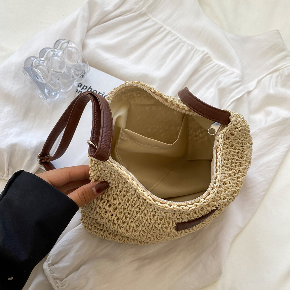 Élyne | Sac épaule tressé à double bandoulière