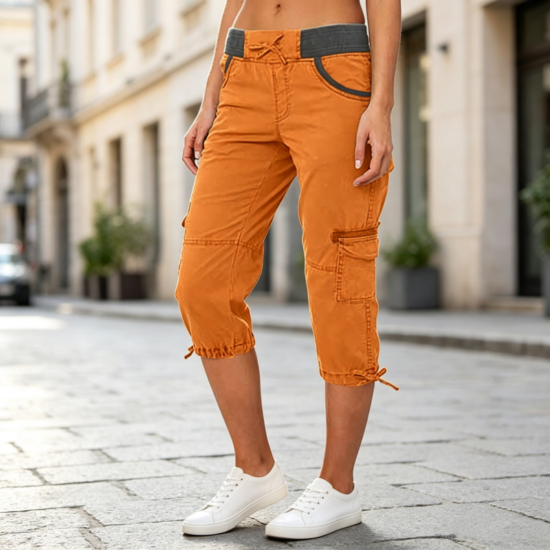 Valeria | Pantalon Capri Cargo taille haute